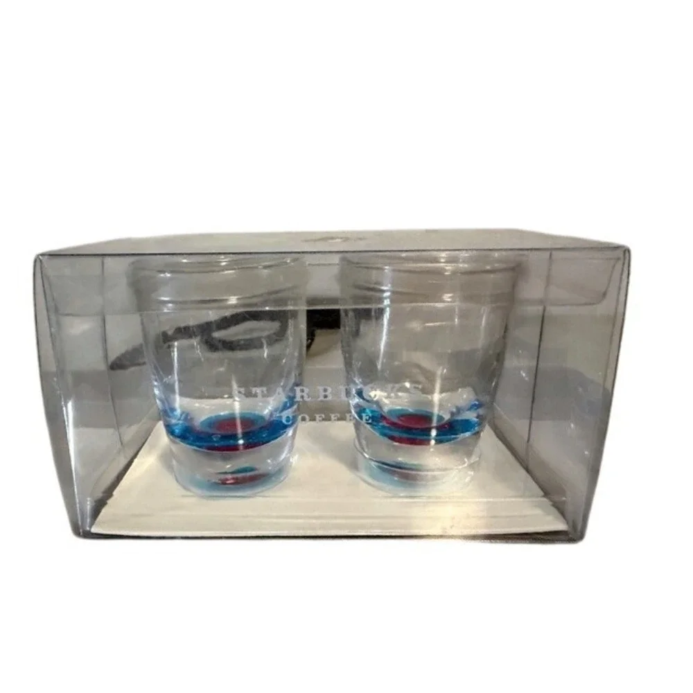 Vintage Starbucks Espresso Coffee Bar Bullseye Shot Glasses 2005 New
